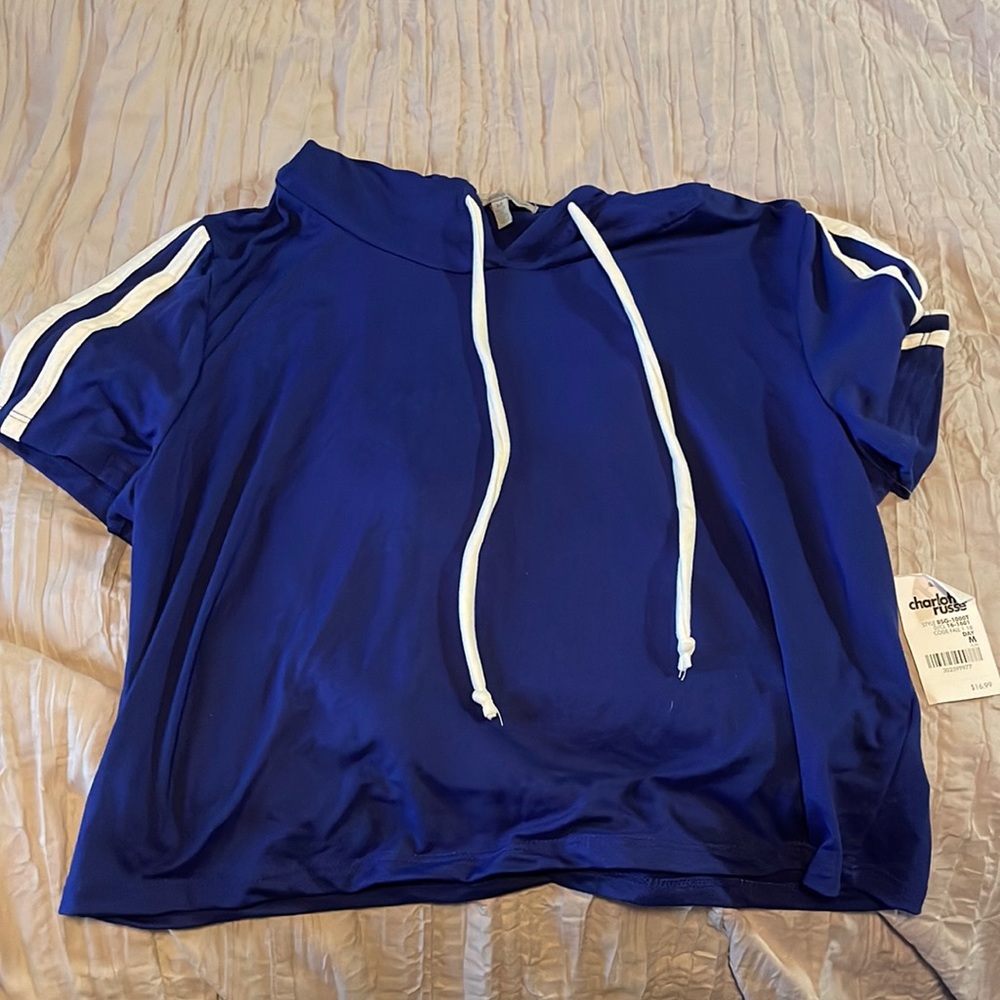 Charlotte Russe Blue crop short sleeve hoodie